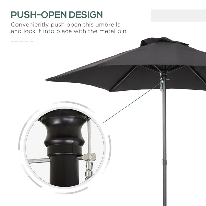 Parasols Umbrellas 2m - Patio Outdoor Sun Shade with Sturdy 6-Rib Structure, UV Protection - Ideal for Balcony, Bench, and Garden Use, in Elegant Black