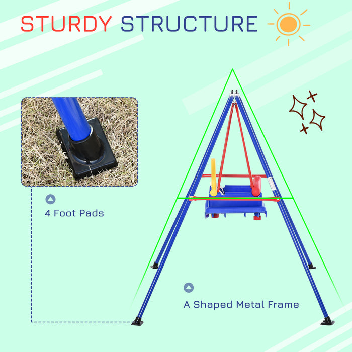 Kids Metal Swing Set with Safety Harness and Baby Seat - Sturdy A-Frame Design for Outdoor Play - Ideal for Backyard Entertainment and Child Development