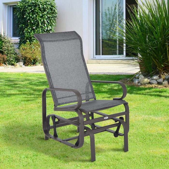 Outdoor Gliding Rocking Chair - Sturdy Metal Frame and Comfortable Swing Design for Garden, Patio, Backyard, and Poolside - Relaxing Grey Lounger for Leisure Time