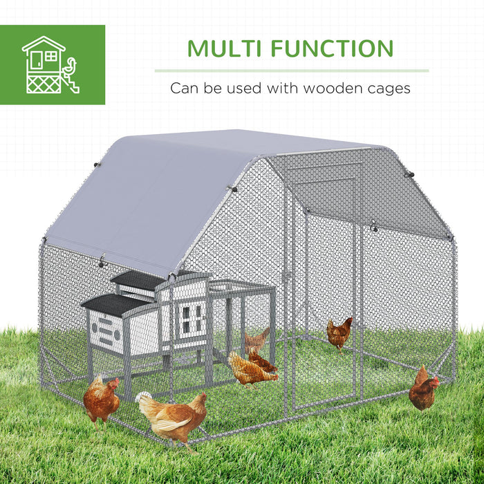 Walk In Chicken Coop with Roof - Spacious 280x190x195 cm Hen House & Duck Pen - Ideal for 4-6 Chickens Outdoor Comfort