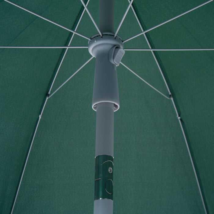 Steel Dark Green Beach Umbrella - Large 2.2m Parasol for Sun Protection - Ideal for Beachgoers and Outdoor Activities