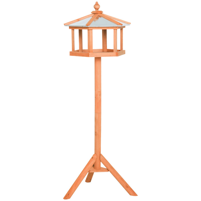 Deluxe Garden Bird Feeder Stand - 113cm Tall Wooden Feeding Station and Parrot Table - Ideal for Attracting Wild Birds and Pet Enrichment