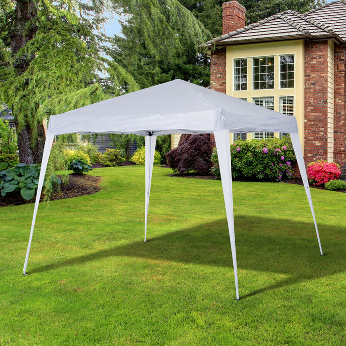 3x3m Slant Leg Canopy Tent - Height Adjustable Pop Up Gazebo with Carry Bag - Ideal for Garden Parties & Outdoor Events, White