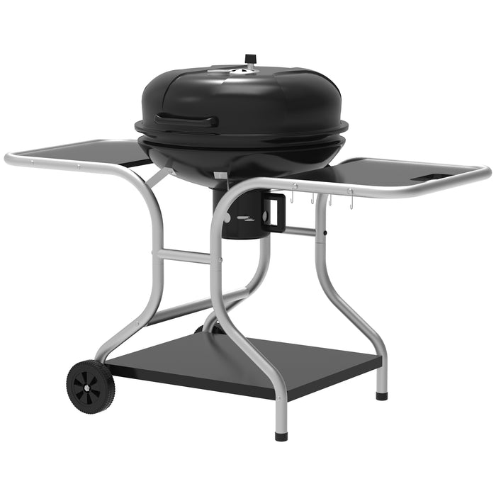 Charcoal Grill Trolley with Wheels - Portable Outdoor BBQ Station - Ideal for Backyard Cookouts and Picnics