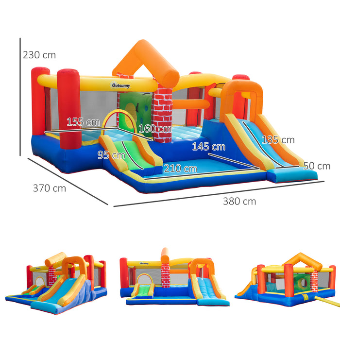 Extra Large 4-in-1 Kids Bounce House - Inflatable Castle with Double Slides, Trampoline & Climbing Wall - Ultimate Backyard Play Area for Children Ages 3-8