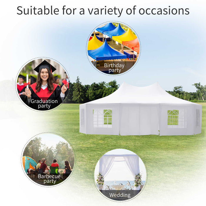 Waterproof Marquee Canopy 8.9x6.5m - Durable Outdoor Event Shelter in White - Ideal for Weddings and Garden Parties