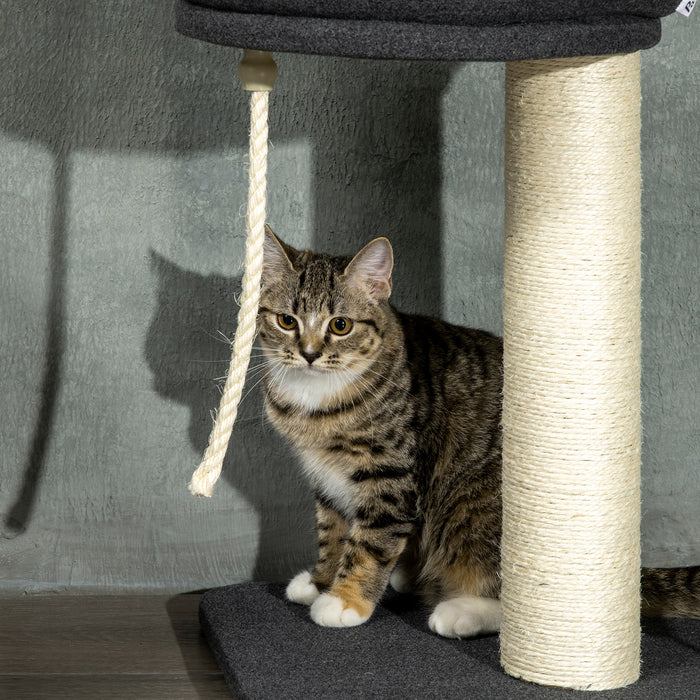 Floor-to-Ceiling 5-Tier Cat Tower - Adjustable Height Multi-Level Climbing Tree with Scratching Posts, Black - Ideal for Active Cats and Kittens