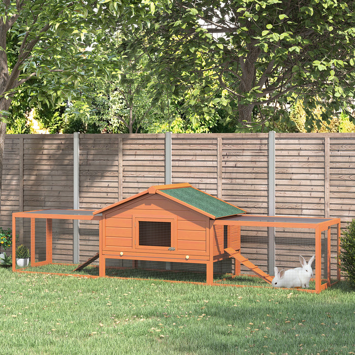 Outdoor Wooden Rabbit Hutch with Run - Large Guinea Pig Habitat House, Bunny and Ferret Cage, Spacious 309x79x86cm - Ideal for Pet Safety and Comfort