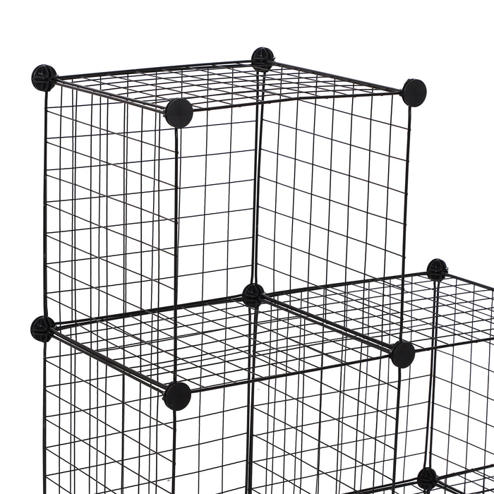 6-Cube Metal Wire Storage Rack - DIY Interlocking Organizer for Living Room, Display Shelves - Ideal for Space-Saving & Clutter-Free Environment