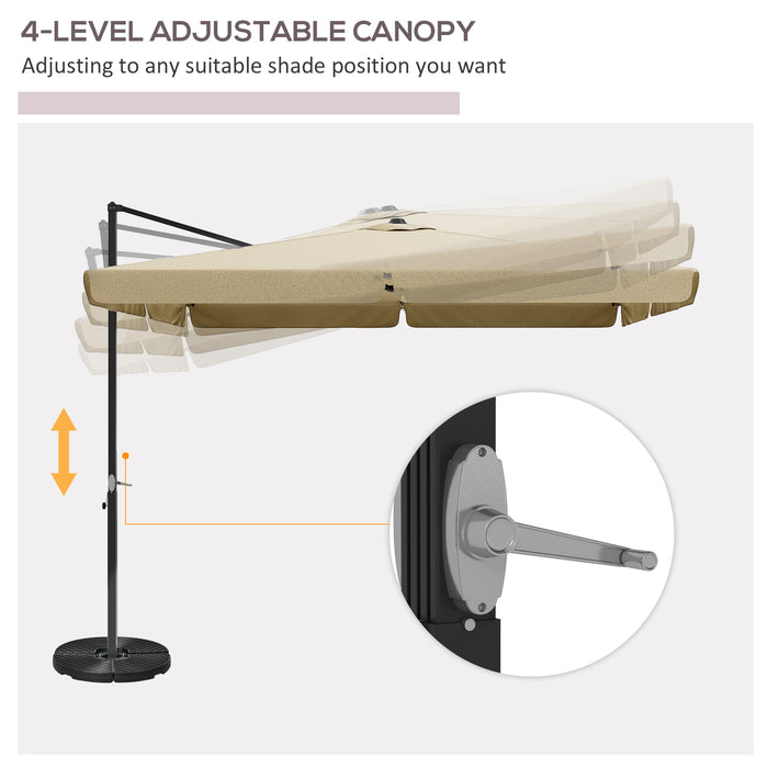 Cantilever Roma Parasol - Hanging Aluminum Square Patio Umbrella with Crank Handle and Tilt Function - Garden Sun Shade for Outdoor Comfort