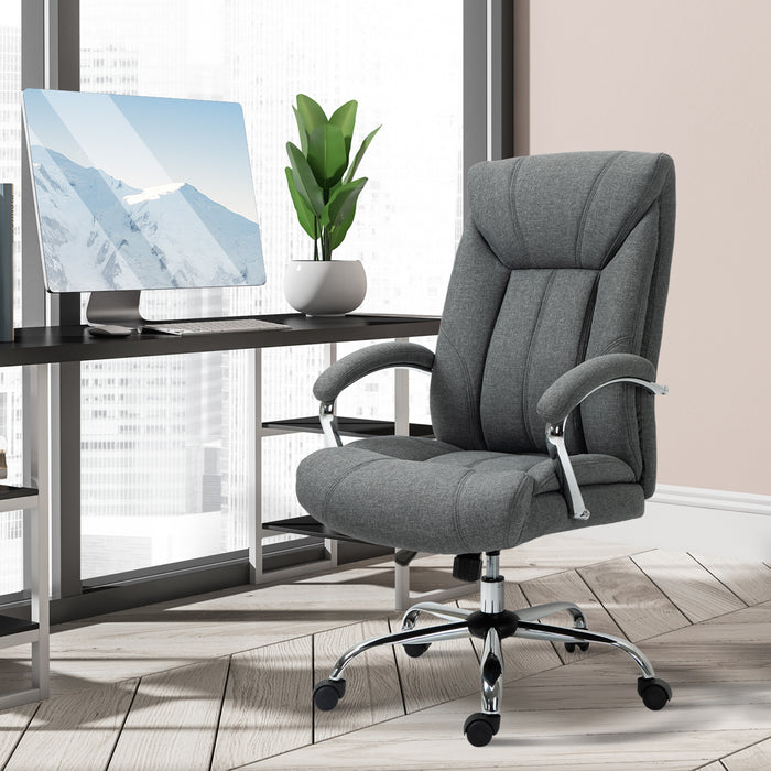 Ergonomic Linen Swivel Desk Chair - Height Adjustable Home Office Chair with Armrests and Smooth-Rolling Casters - Comfortable Task Seating Solution for Remote Workers & Students