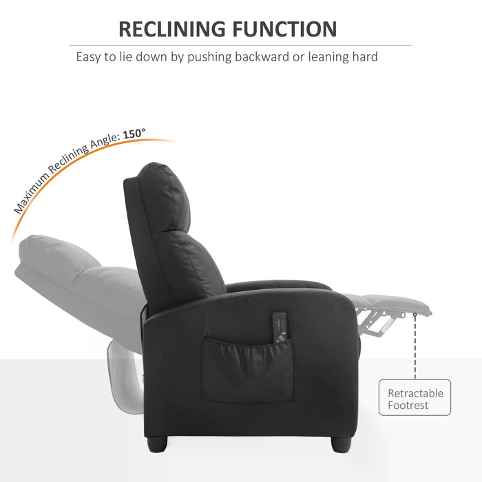 Reclining PU Leather Massage Chair with Footrest - Remote Controlled Armchair for Comfort - Ideal for Living Room, Bedroom, Home Theater