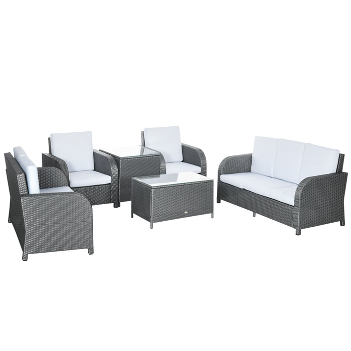 Luxurious 7-Piece Rattan Outdoor Furniture Set - Includes Wicker Sofa, Reclining Chairs & Glass Top Coffee Table - Perfect for Garden Patio Entertainment & Relaxation