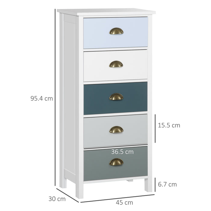 5-Drawer Chest Organizer with Metal Handles - Space-Saving Dresser for Bedroom and Living Room Storage - Ideal for Clutter-Free Home