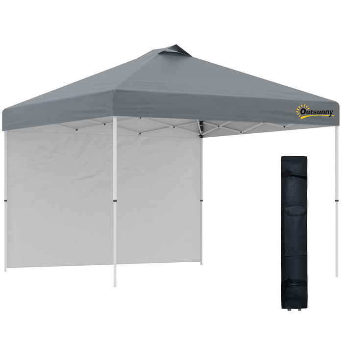 3x3M Pop Up Gazebo with Sidewall - Portable Roller Bag, Adjustable Height, Outdoor Event Shelter - Ideal for Garden, Patio, Events in Grey