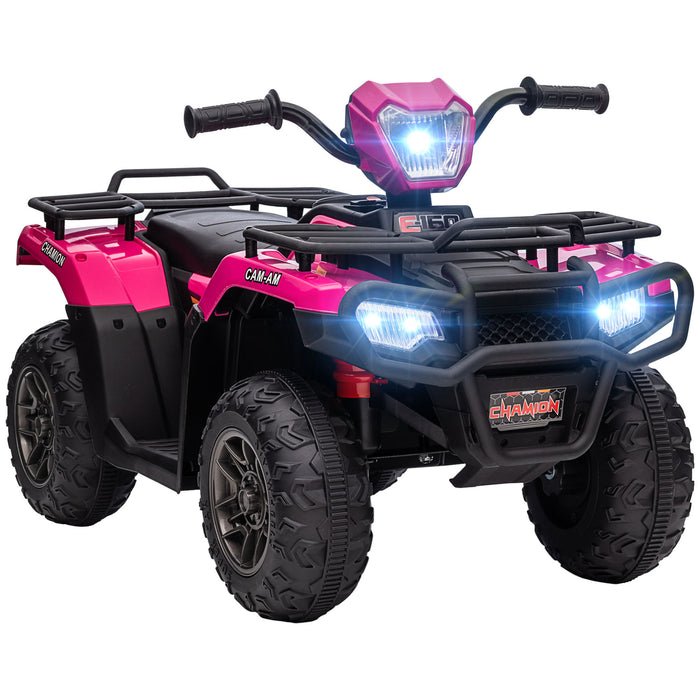 Kids Quad Bike ATVB12 - 12V Ride-On ATV with Music, Forward/Reverse Functions, LED Headlights - Perfect Outdoor Fun for Children Ages 3-5, Pink