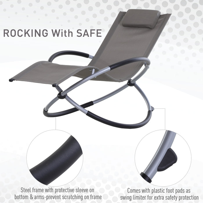 Zero Gravity Patio Chaise - Foldable Rocking Chair with Pillow, Outdoor Orbital Lounger - Perfect for Deck, Garden Relaxation