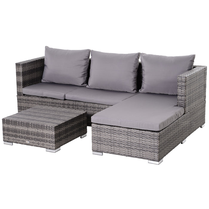 4-Seater PE Rattan Garden Lounge Set - Weather-Resistant Grey Outdoor Furniture Ensemble - Perfect for Patio and Social Gatherings