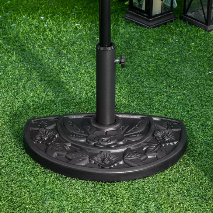 Weighted Half Round Parasol Base - Sturdy Balcony Umbrella Stand in Elegant Black - Ideal for Small Outdoor Spaces & Patio Shade Support