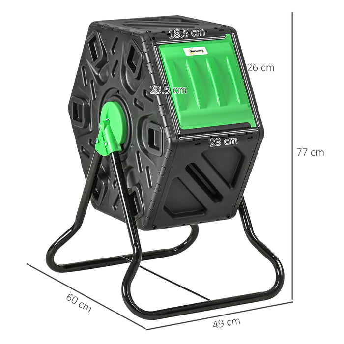 Garden Compost Wizard - 65L Single Chamber Rotating Composter with 48 Air Vents and Steel Stand - Ideal for Eco-Friendly Waste Management