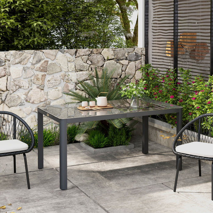 Outdoor Garden Dining Table for Six - Tempered Glass Top & Sturdy Aluminum Frame - Perfect for Patio Dining and Entertaining Guests in Style