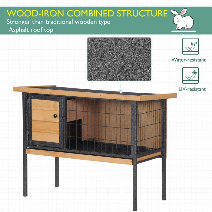 Elevated Wooden Hutch for Guinea Pigs and Bunnies - Outdoor Pet Cage with Slide-Out Tray, Lockable Door, and Openable Roof - Durable Small Animal Shelter for Secure & Easy Cleaning