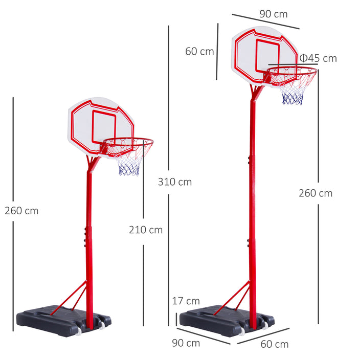 Steel Basketball Stand with Height-Adjustable Hoop and Red Backboard - Durable Outdoor Basketball System for All Ages - Perfect for Practice and Pickup Games