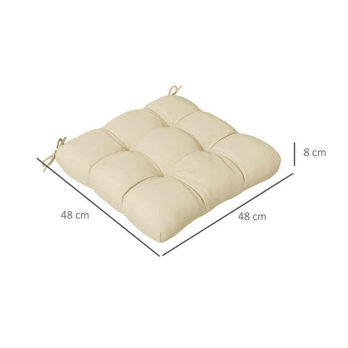 4-Piece Patio Chair Cushion Set - Beige Seat Pillows with Ties for Comfortable Seating - Ideal for Indoor & Outdoor Furniture