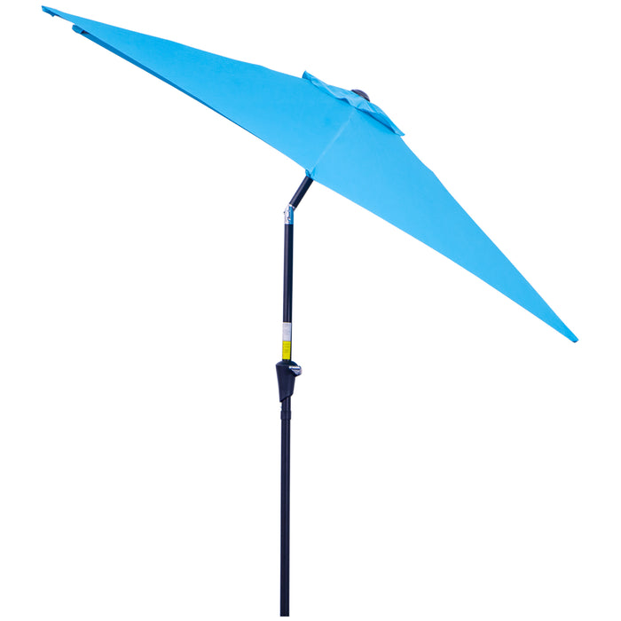 Outdoor Garden Sun Parasol - 2.7M Blue Tilt Umbrella with Crank and Aluminium Frame - Ideal Shade Solution for Patio Enjoyment