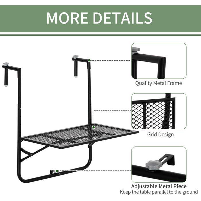 Space-Saving Balcony Hanging Table - Metal Wall Mount Desk with Adjustable Folding Design - Ideal for Patio and Garden Use