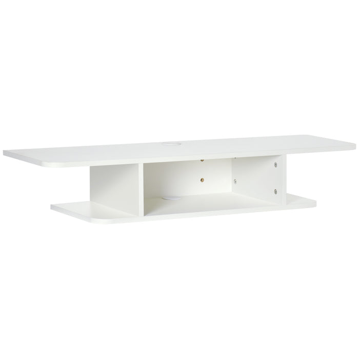 Floating TV Unit Stand - Wall Mounted Media Console, Up to 40" TV Support with Storage Shelf, White - Ideal for Modern Entertainment Centers