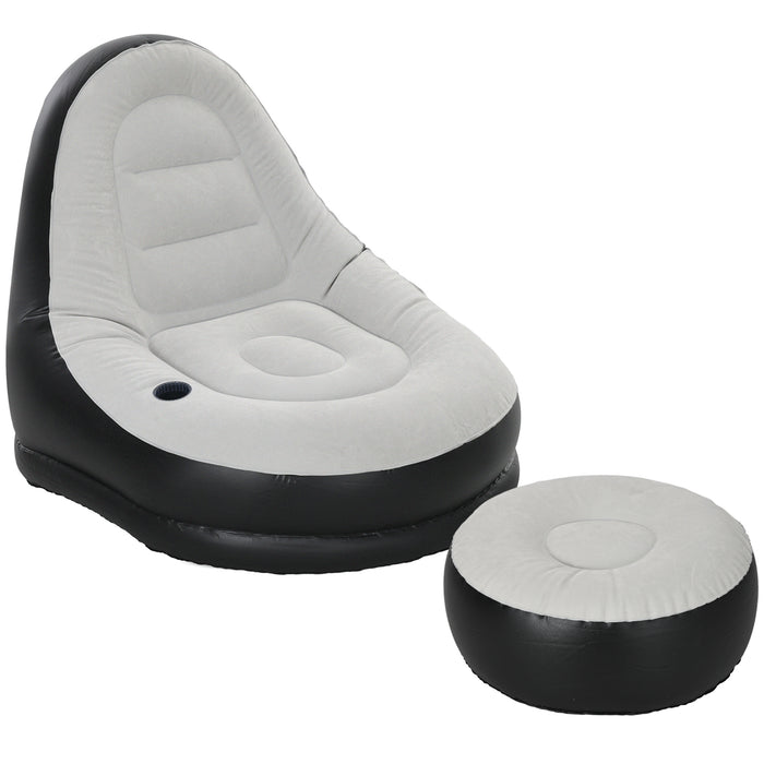 Inflatable Lounger with Footrest and Built-in Cupholder - Comfortable Chair Set for Gaming, Reading, Movies - Perfect for Relaxation and Entertainment Spaces