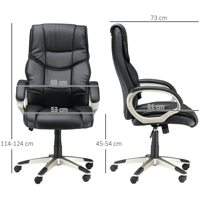 High Back Swivel Chair - Ergonomic Faux Leather Office Desk Chair with Adjustable Height and Rocking Feature - Ideal for Home Office Comfort and Productivity