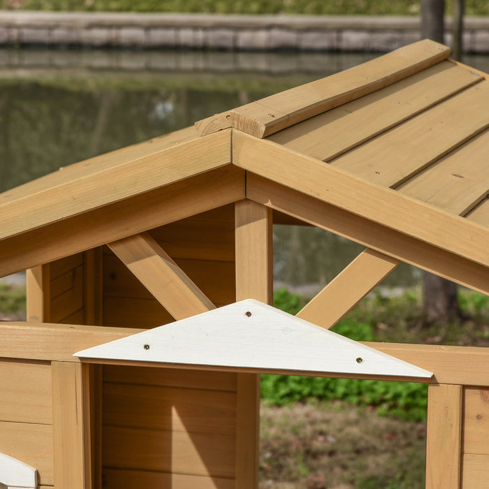 Wooden Playhouse with Accessories - Outdoor Playhouse with Doors, Windows, Mailbox, and Flower Pot Holder - Fun and Creative Play for Kids and Toddlers