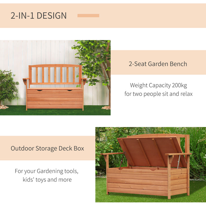 Outdoor All-Weather Garden Storage Bench - Patio Box with Solid Fir Wood Construction - Space-Saving Deck Seating Solution for Homeowners