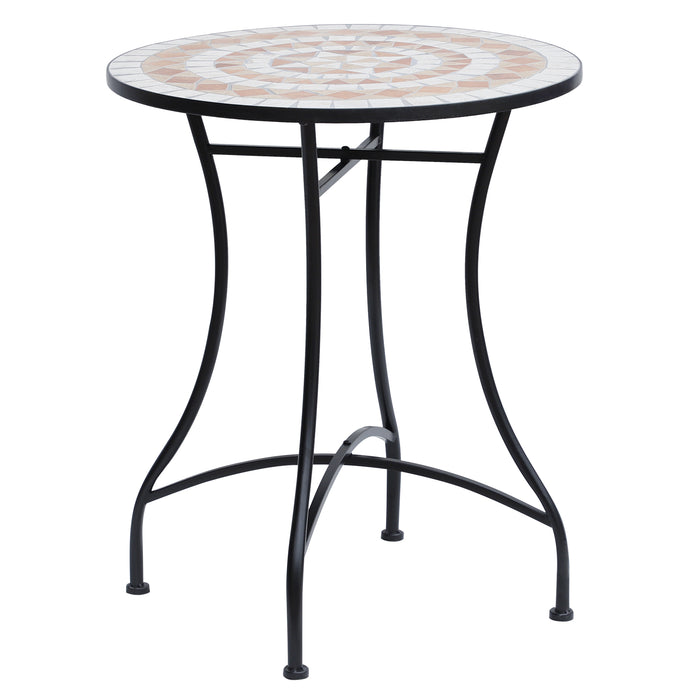 60cm Mosaic Round Bistro Table - Elegant Patio and Garden Side Bar Table - Ideal for Outdoor Balconies and Entertaining