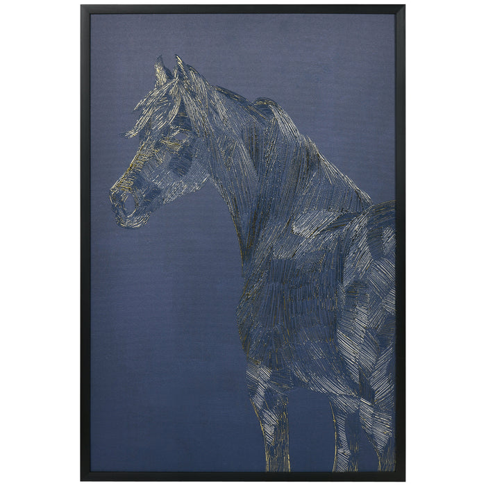 Gold Textured Horse Canvas Wall Art - 93x63 cm Elegant and Modern Wall Decor for Bedroom and Living Room - Ideal for Equestrian Enthusiasts and Contemporary Home Styling