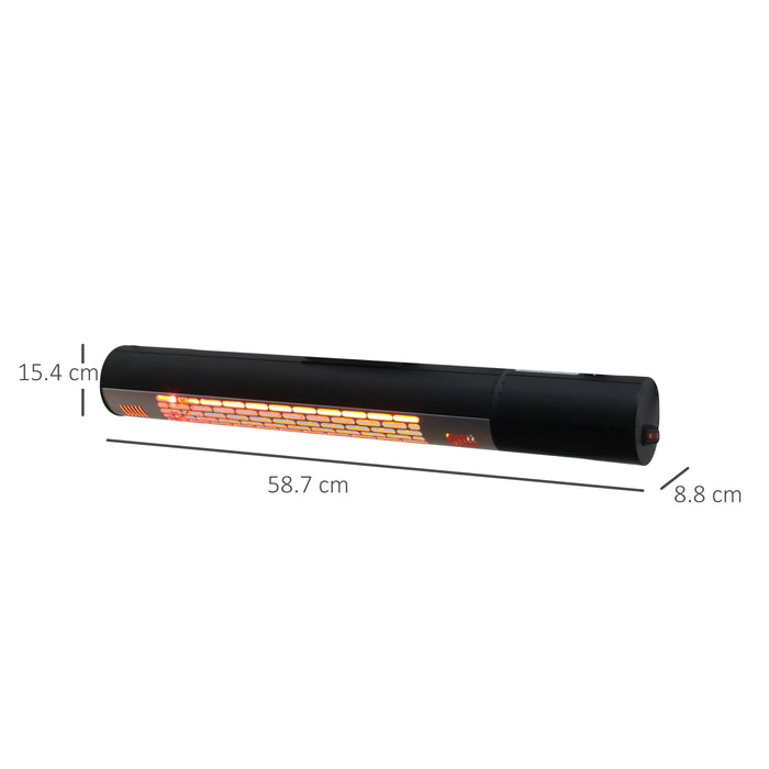 1500W Electric Infrared Halogen Heater - Wall Mounted Outdoor Patio Garden Warmer with Remote Control - Ideal for Chilly Evenings & Entertaining Guests Outside