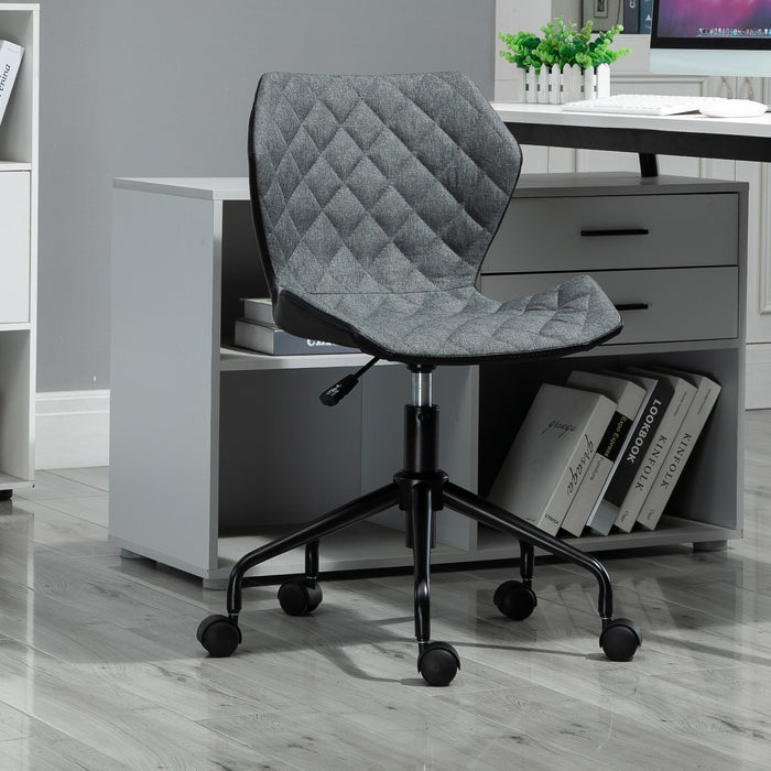 Swivel Home Office Computer Desk Chair - Adjustable Height with Nylon Wheels, Linen Grey Fabric - Comfort Seating for Work or Study