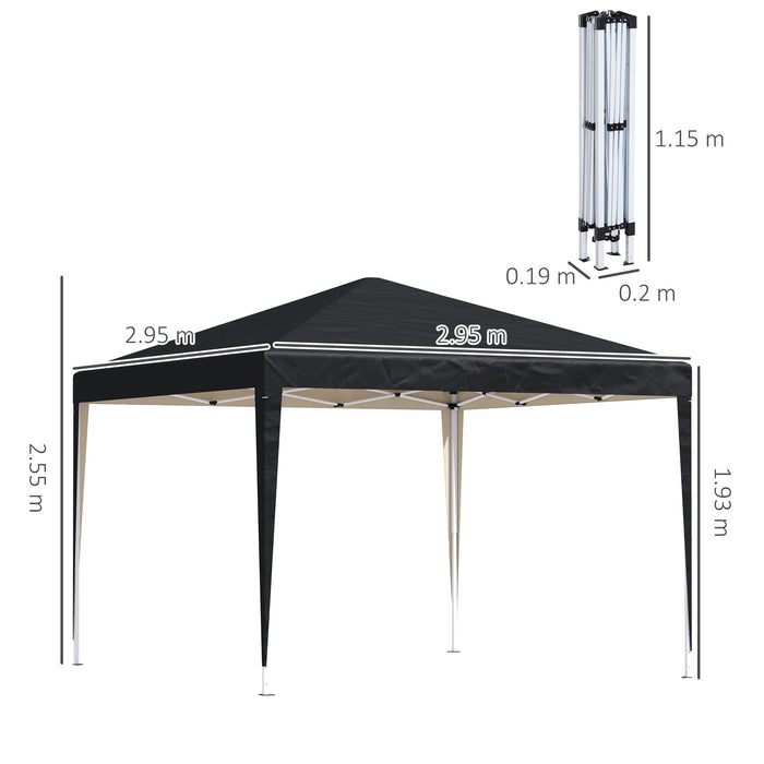 Heavy Duty 3x3m Pop Up Gazebo - Marquee Party Tent with UV Protection, Folding Wedding Canopy in Black - Ideal for Outdoor Events and Garden Celebrations