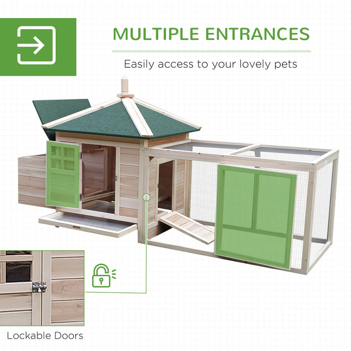 Outdoor Chicken Coop and Rabbit Hutch - Hen House with Nesting Box and Poultry Cage Pen, 196x76x97cm - Ideal for Backyard Farming and Pet Enclosure