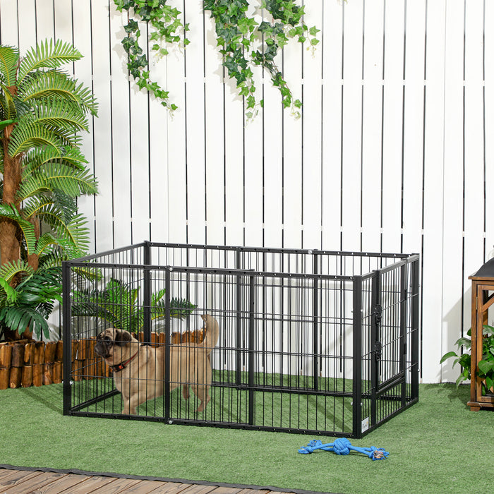 Heavy Duty Pet Playpen 6-Panel - Adjustable 82.5-150 cm Length Dog Exercise Pen, 61 cm Height - Ideal for Small Breed Dogs, Indoor & Outdoor Use