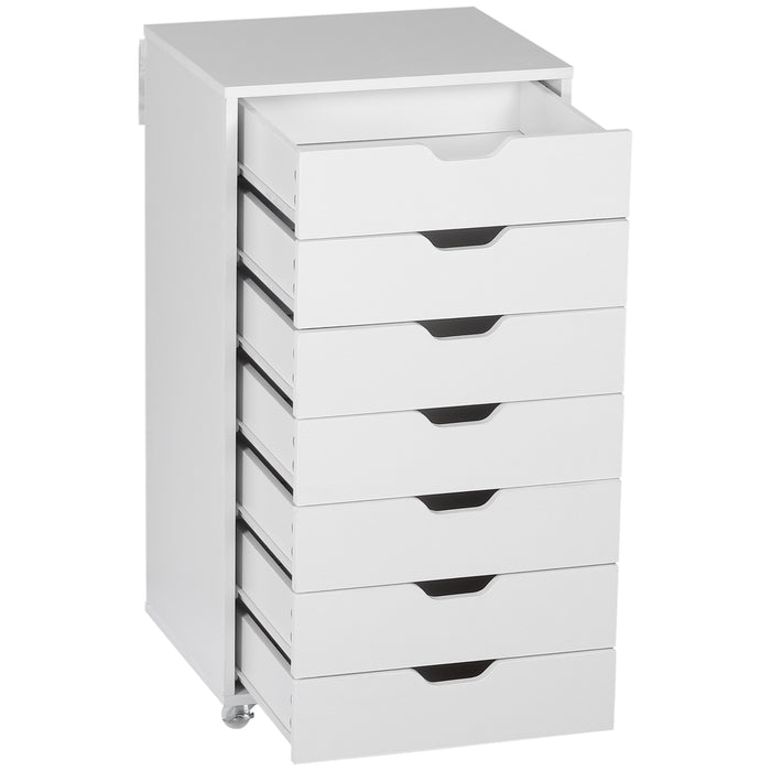 7-Drawer Vertical Filing Cabinet - Mobile Storage Solution with Wheels for Easy Movement - Perfect for Home Office and Study Organization