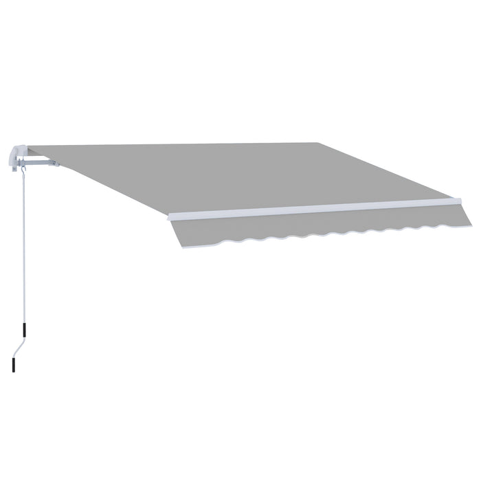 UV Blocking Window Awning Canopy - Aluminum Frame Patio Sun Shade with Hand Crank, 3x2m, Light Grey - Ideal for Garden & Outdoor Shelter