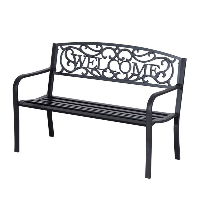 2-Person Metal Patio Bench - Outdoor Seating for Garden, Park, & Porch - Durable Weather-Resistant Love Seat