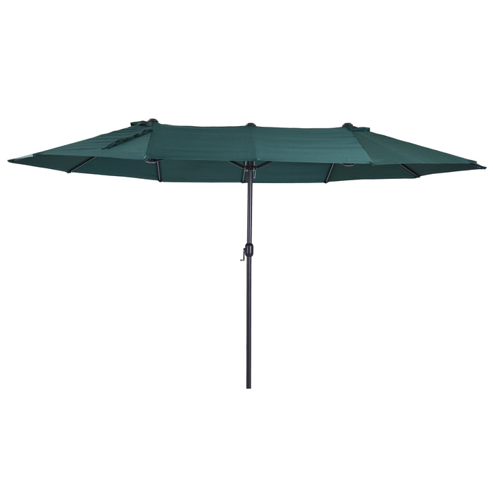 Double-Sided 4.6m Garden Parasol - Large Sun Umbrella with Market Shelter Canopy, Outdoor Shade in Green - Ideal for Patio Leisure and Protection from Sun