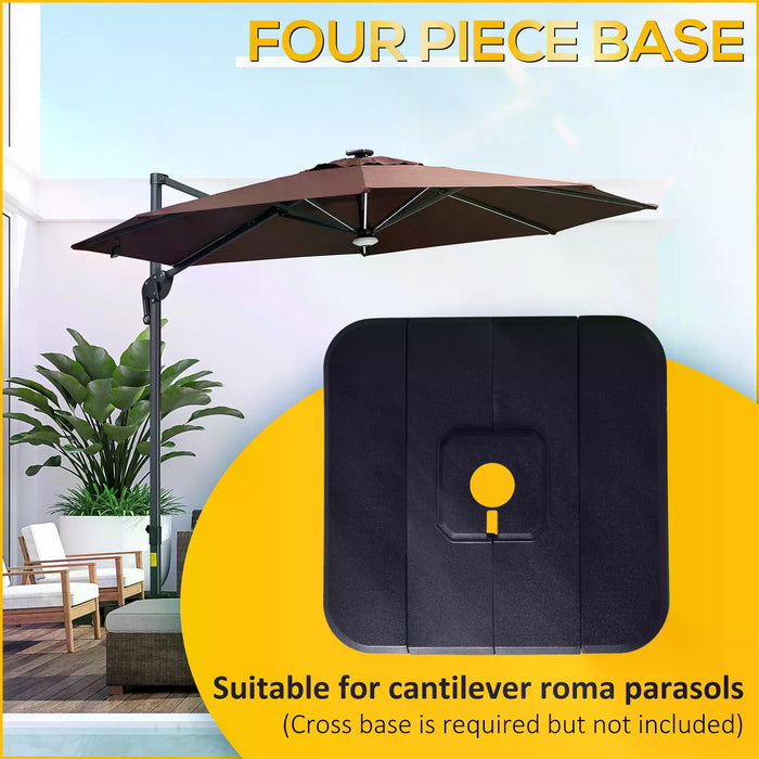 Cantilever Parasol Base Stand Set of 4 - Heavy-Duty Outdoor Umbrella Weights, Fillable with Sand/Water, Black - Stabilizes Patio and Garden Umbrellas