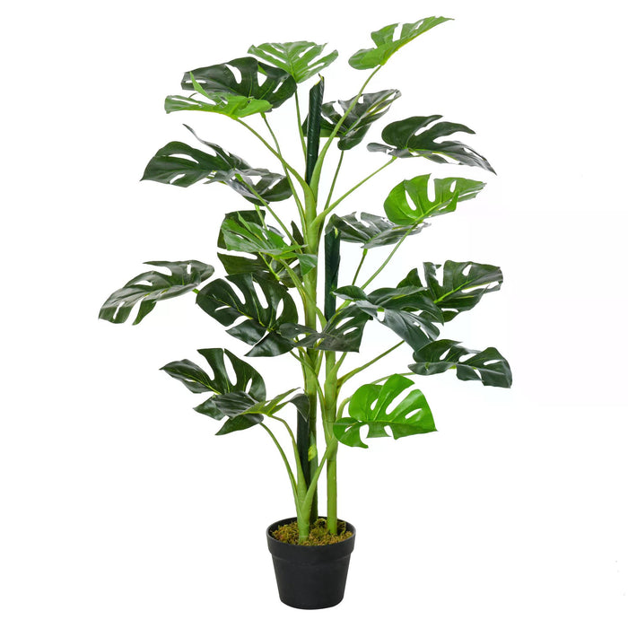 Artificial Monstera Cheese Plant - 100cm/3.3FT Faux Tropical Palm with 21 Lifelike Leaves and Nursery Pot - Perfect for Indoor and Outdoor Home Decoration