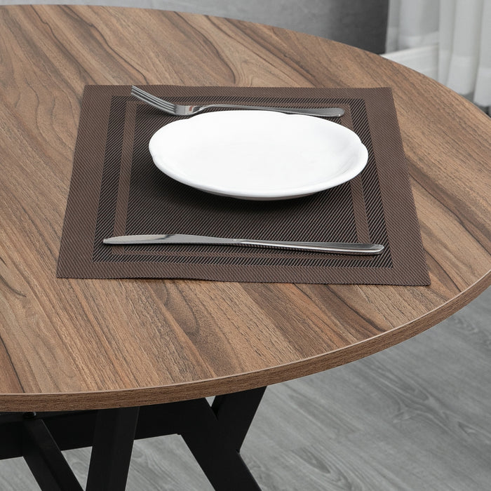 Modern Brown Dining Room Table - Sturdy Black Legs with Anti-Slip Foot Pads, 90 x 76 cm - Ideal for Living or Dining Room Elegance