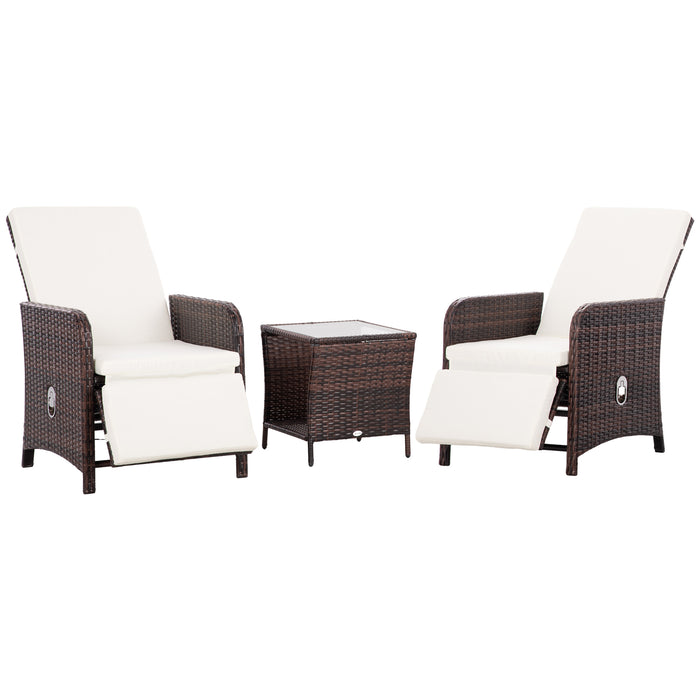 Rattan Bistro Set 3pcs - Mixed-Brown Patio Set with Comfy Cushions & Storage - Ideal for Balcony and Small Outdoor Spaces